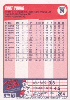 1990 Fleer #24 Curt Young Back