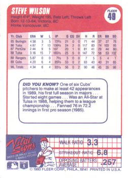 1990 Fleer #49 Steve Wilson Back