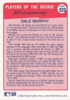 1990 Fleer #623 Dale Murphy Back
