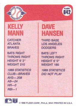 1990 Fleer #642 Kelly Mann / Dave Hansen Back