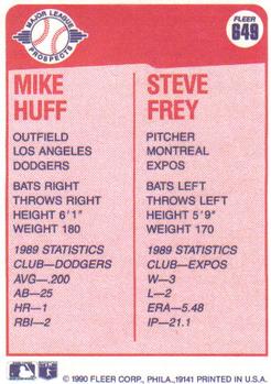 1990 Fleer #649 Mike Huff / Steve Frey Back