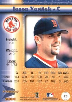 2000 Pacific Prism #26 Jason Varitek Back