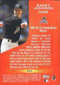 2002 Topps Total - Award Winners #AW5 Randy Johnson  Back
