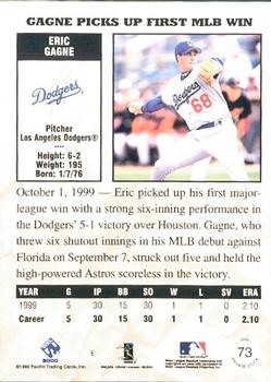 2000 Pacific Private Stock #73 Eric Gagne Back