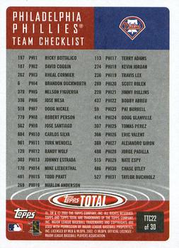 2002 Topps Total - Team Checklists #TTC22 Pat Burrell Back