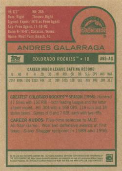 2016 Topps Archives 65th Anniversary Edition #A65-AG Andres Galarraga Back