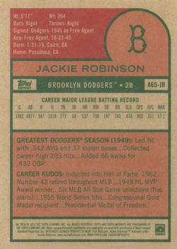 2016 Topps Archives 65th Anniversary Edition #A65-JR Jackie Robinson Back