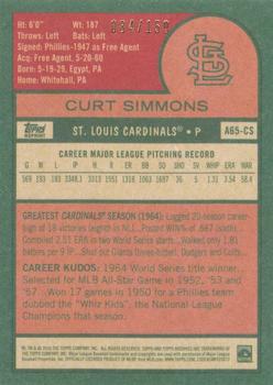 2016 Topps Archives 65th Anniversary Edition - Green Back #A65-CS Curt Simmons Back