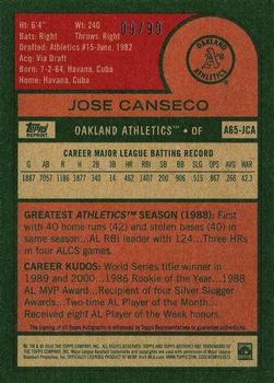 2016 Topps Archives 65th Anniversary Edition - Autographs #A65-JCA Jose Canseco Back