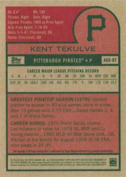 2016 Topps Archives 65th Anniversary Edition - Autographs #A65-KT Kent Tekulve Back