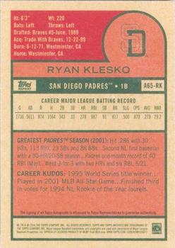 2016 Topps Archives 65th Anniversary Edition - Autographs #A65-RK Ryan Klesko Back