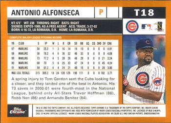 2002 Topps Traded & Rookies - Chrome #T18 Antonio Alfonseca Back