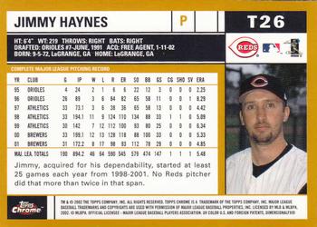 2002 Topps Traded & Rookies - Chrome #T26 Jimmy Haynes Back