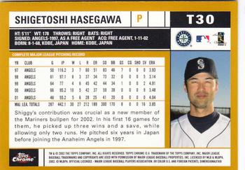 2002 Topps Traded & Rookies - Chrome #T30 Shigetoshi Hasegawa Back