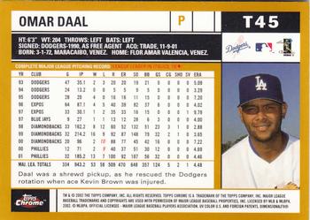 2002 Topps Traded & Rookies - Chrome #T45 Omar Daal Back