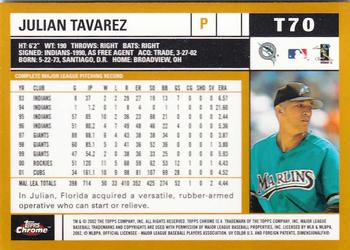 2002 Topps Traded & Rookies - Chrome #T70 Julian Tavarez Back