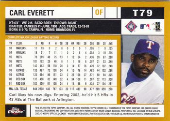 2002 Topps Traded & Rookies - Chrome #T79 Carl Everett Back