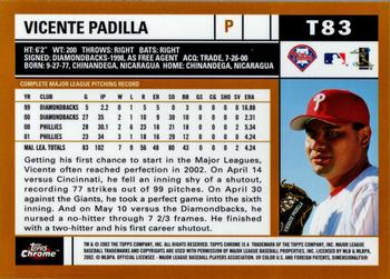 2002 Topps Traded & Rookies - Chrome #T83 Vicente Padilla Back