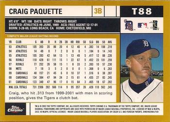 2002 Topps Traded & Rookies - Chrome #T88 Craig Paquette Back