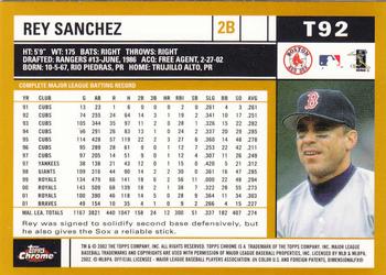 2002 Topps Traded & Rookies - Chrome #T92 Rey Sanchez Back