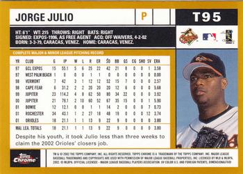 2002 Topps Traded & Rookies - Chrome #T95 Jorge Julio Back