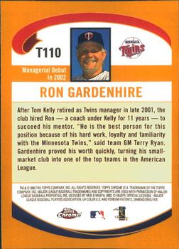 2002 Topps Traded & Rookies - Chrome #T110 Ron Gardenhire Back