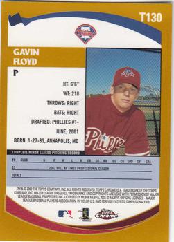 2002 Topps Traded & Rookies - Chrome #T130 Gavin Floyd Back
