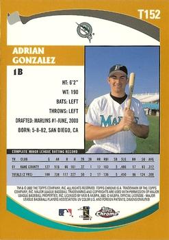 2002 Topps Traded & Rookies - Chrome #T152 Adrian Gonzalez Back