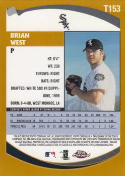 2002 Topps Traded & Rookies - Chrome #T153 Brian West Back