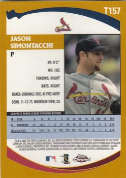 2002 Topps Traded & Rookies - Chrome #T157 Jason Simontacchi Back