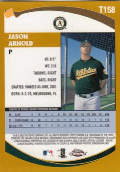 2002 Topps Traded & Rookies - Chrome #T158 Jason Arnold Back