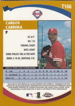 2002 Topps Traded & Rookies - Chrome #T166 Carlos Cabrera Back