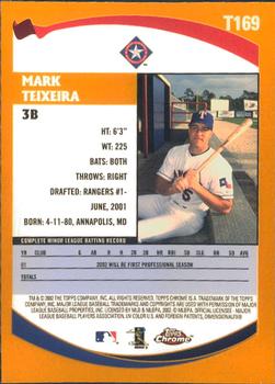 2002 Topps Traded & Rookies - Chrome #T169 Mark Teixeira Back