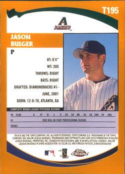 2002 Topps Traded & Rookies - Chrome #T195 Jason Bulger Back