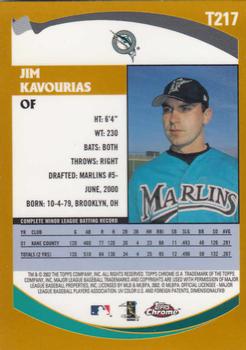 2002 Topps Traded & Rookies - Chrome #T217 Jim Kavourias Back