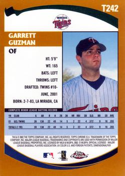 2002 Topps Traded & Rookies - Chrome #T242 Garrett Guzman Back
