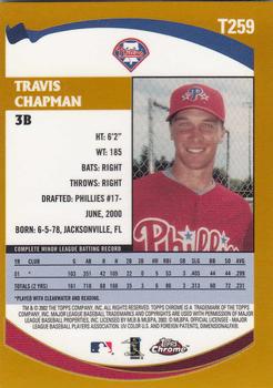 2002 Topps Traded & Rookies - Chrome #T259 Travis Chapman Back