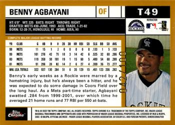 2002 Topps Traded & Rookies - Chrome Black Refractors #T49 Benny Agbayani  Back