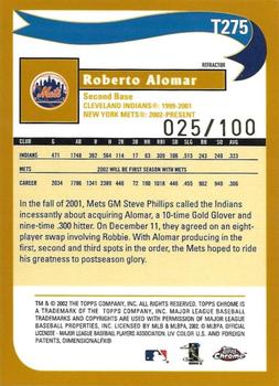 2002 Topps Traded & Rookies - Chrome Black Refractors #T275 Roberto Alomar Back