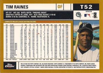 2002 Topps Traded & Rookies - Chrome Refractors #T52 Tim Raines  Back