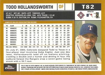 2002 Topps Traded & Rookies - Chrome Refractors #T82 Todd Hollandsworth  Back