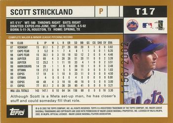 2002 Topps Traded & Rookies - Gold #T17 Scott Strickland  Back