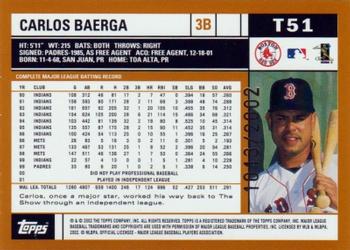 2002 Topps Traded & Rookies - Gold #T51 Carlos Baerga  Back