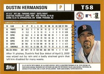 2002 Topps Traded & Rookies - Gold #T58 Dustin Hermanson  Back