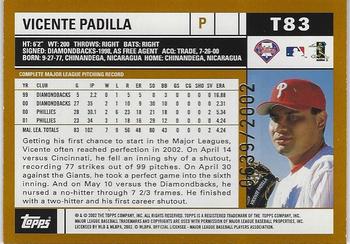 2002 Topps Traded & Rookies - Gold #T83 Vicente Padilla  Back