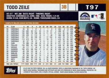 2002 Topps Traded & Rookies - Gold #T97 Todd Zeile  Back