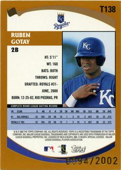 2002 Topps Traded & Rookies - Gold #T138 Ruben Gotay  Back