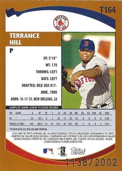 2002 Topps Traded & Rookies - Gold #T164 Terrance Hill  Back