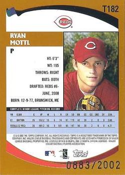 2002 Topps Traded & Rookies - Gold #T182 Ryan Mottl  Back