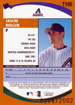 2002 Topps Traded & Rookies - Gold #T195 Jason Bulger  Back